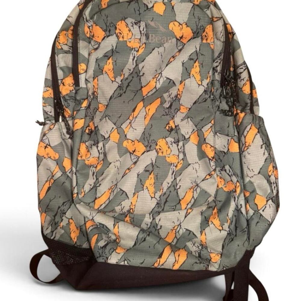 L.L.Bean Gray Orange Abstract Print School Backpack